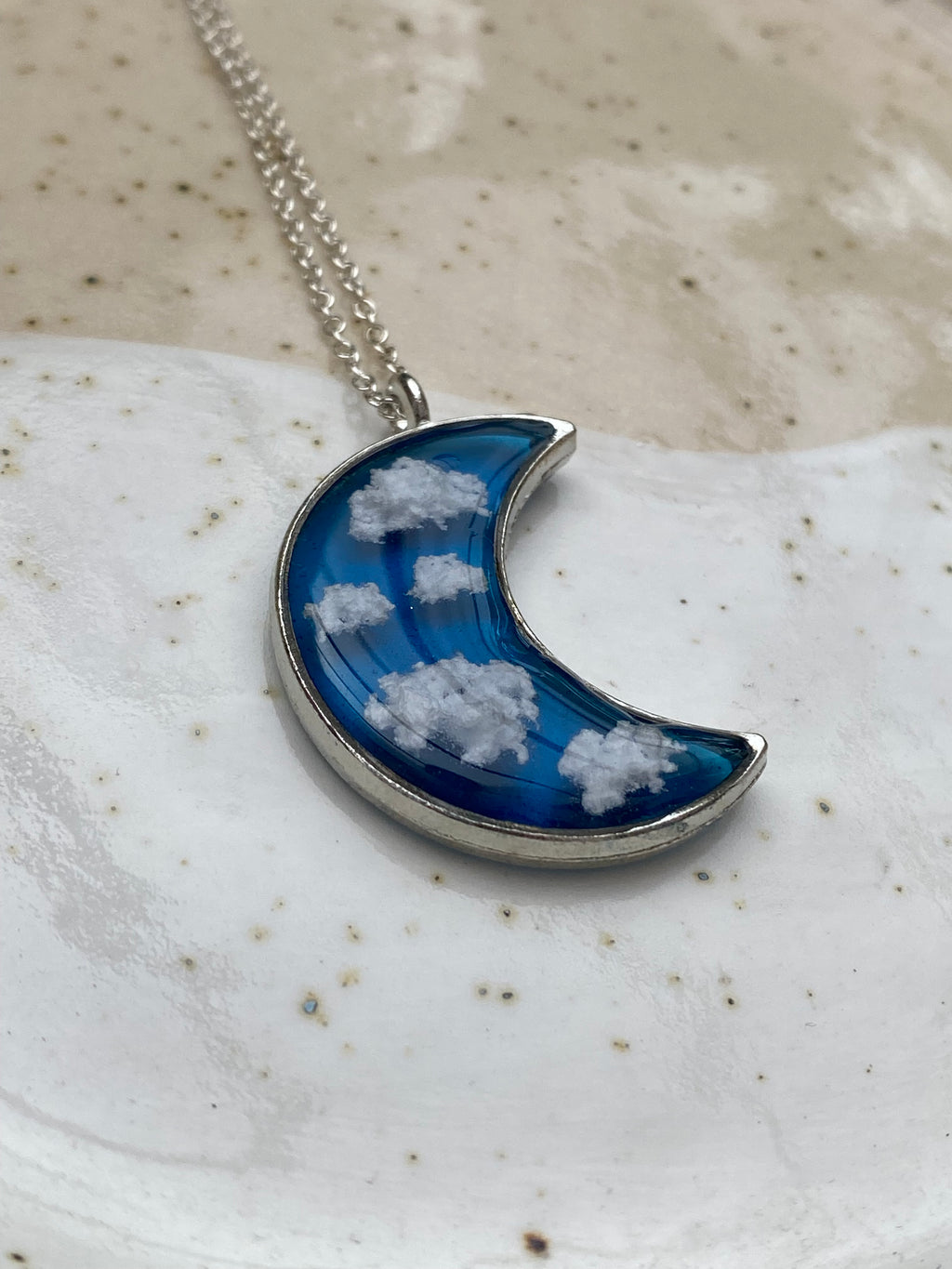 Resin Moon & Clouds Necklace