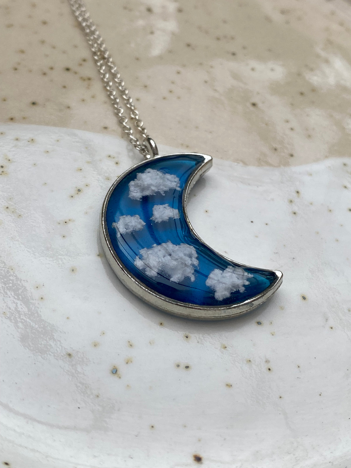 Resin Moon & Clouds Necklace