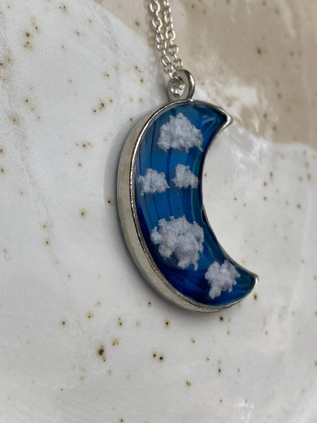 Resin Moon & Clouds Necklace
