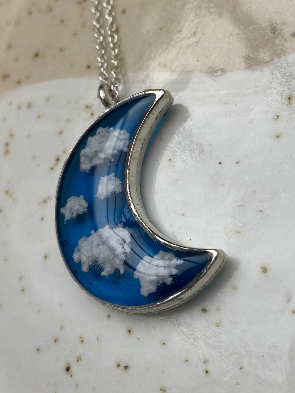 Resin Moon & Clouds Necklace