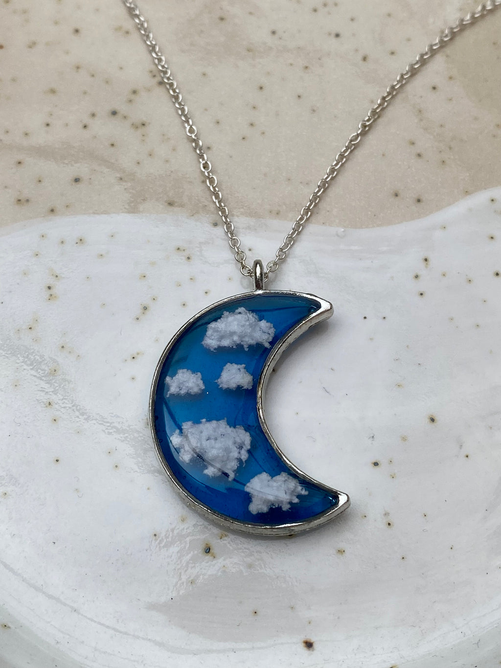 Resin Moon & Clouds Necklace