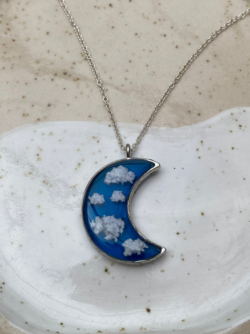 Resin Moon & Clouds Necklace